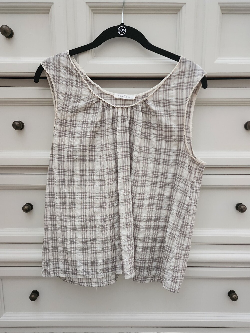 Neuflora Zinnia Neutral Plaid Top XL